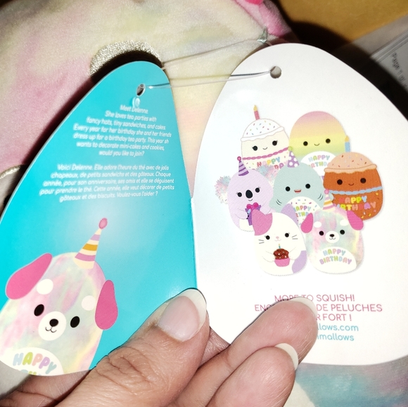 Squishmallow 8" Delenne The Puppy Dog HAPPY BIRTHDAY SQUAD NWT Kellytoy - Picture 7 of 7